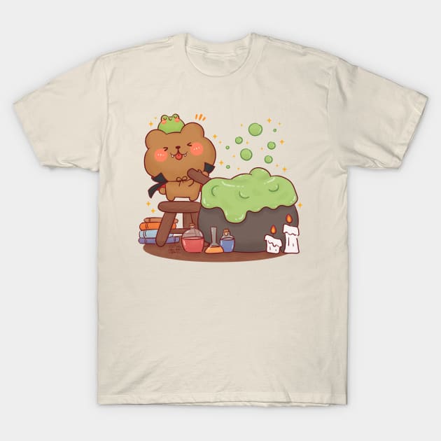 Cute Bear Vampire with Cauldron T-Shirt by Nas.ArtSpace